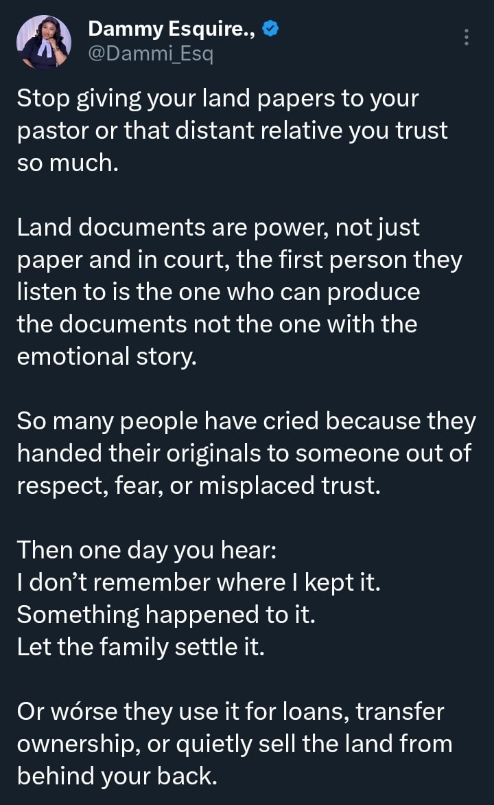 Legal warning about land document security
