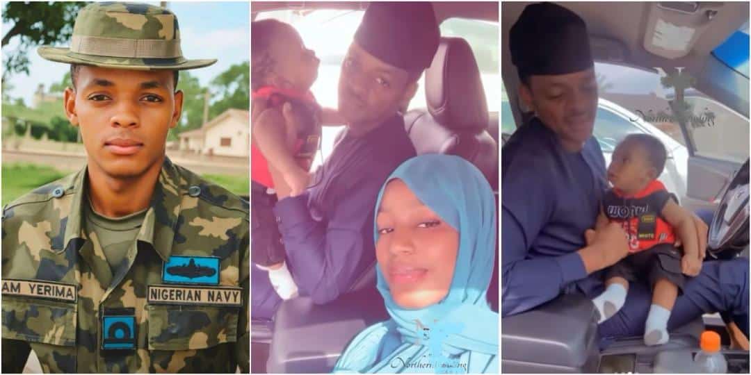 Naval Officer Yerima in car with woman and baby