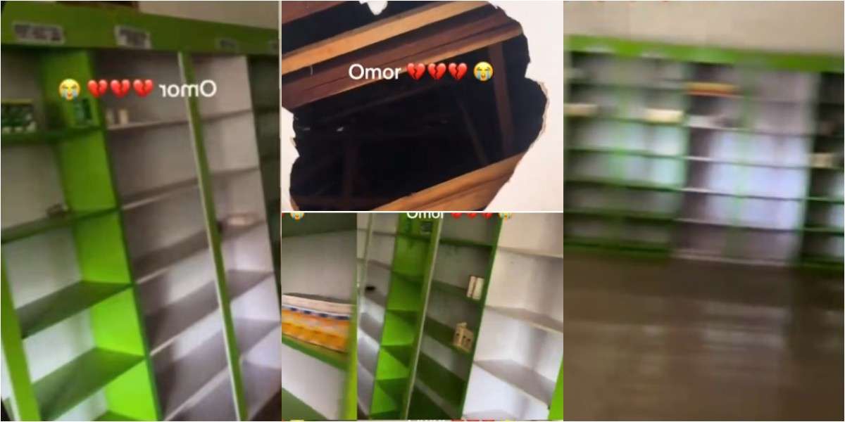 Empty pharmacy shelves after burglary