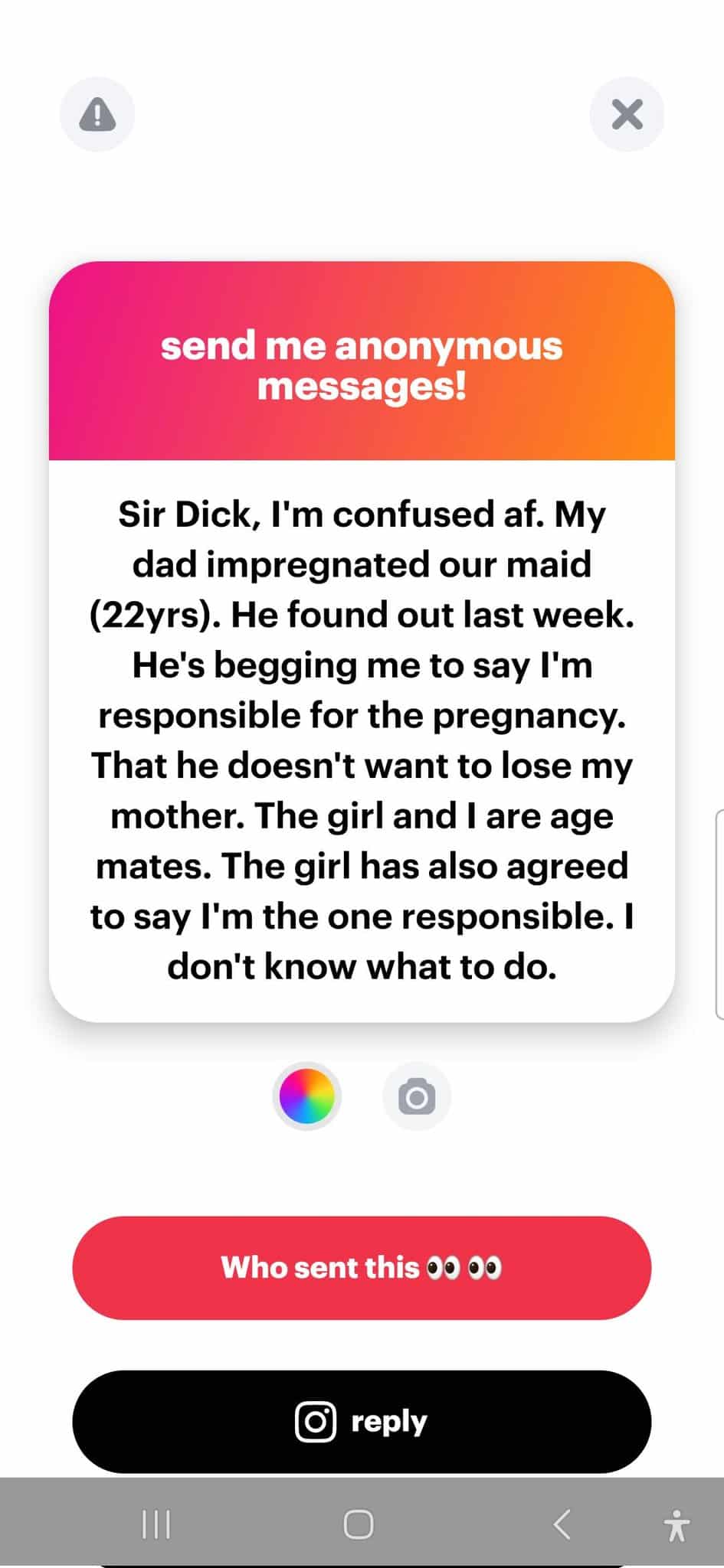 Screenshot of the man's emotional plea on social media