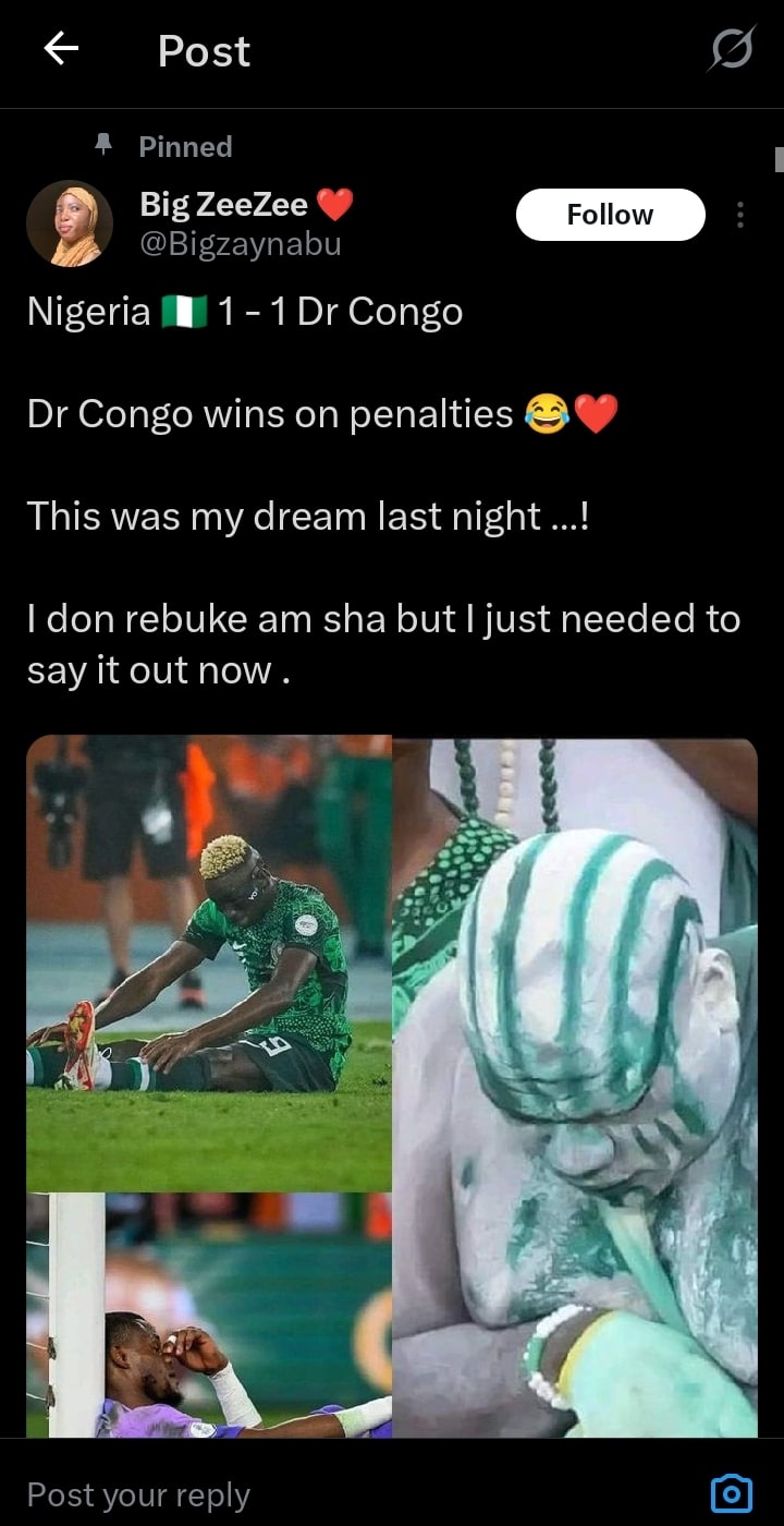 Viral tweet predicting Super Eagles vs DR Congo score