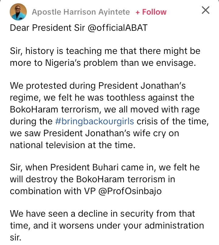 Screenshot of a social media post expressing grief over abduction during Kwara church attack