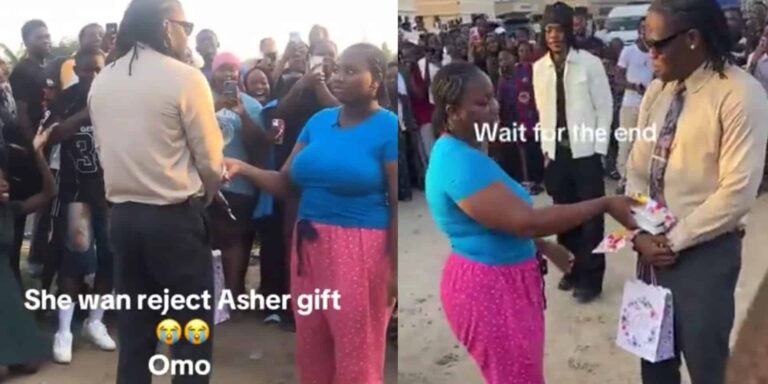 Viral Moment: Lady Unexpectedly Declines iPhone 17 Gift from Asherkine at LASU