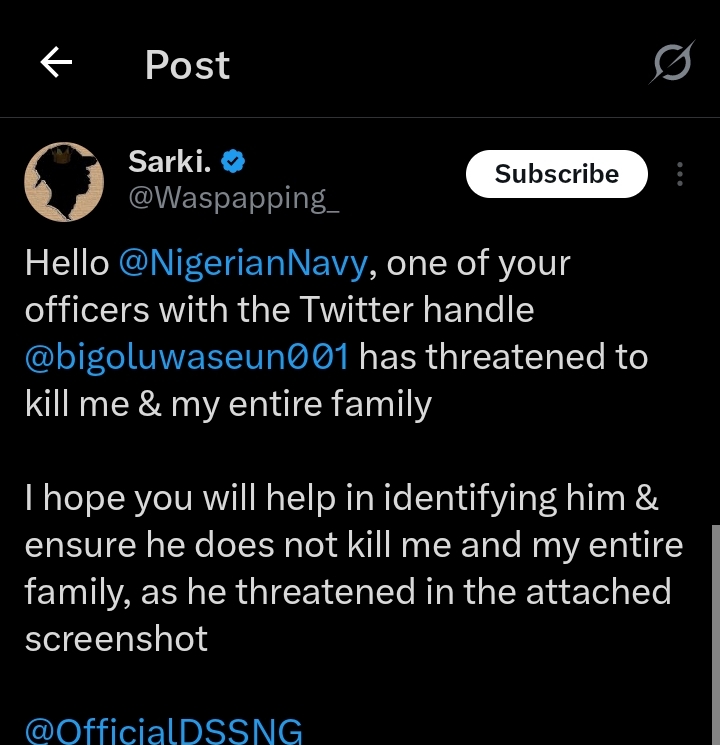 Influencer's tweet appealing to Nigerian authorities