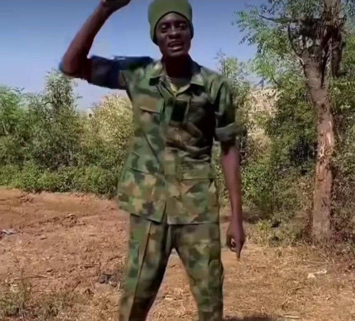 Nigerian soldier speaking about banditry