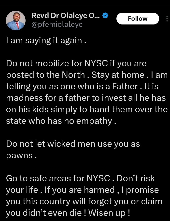 Screenshot of @pfemiolaleye's tweet