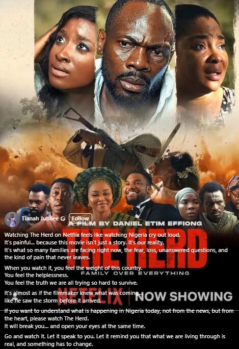 Tianah Jubilee's review of The Herd on Netflix, reflecting on Nigeria's reality