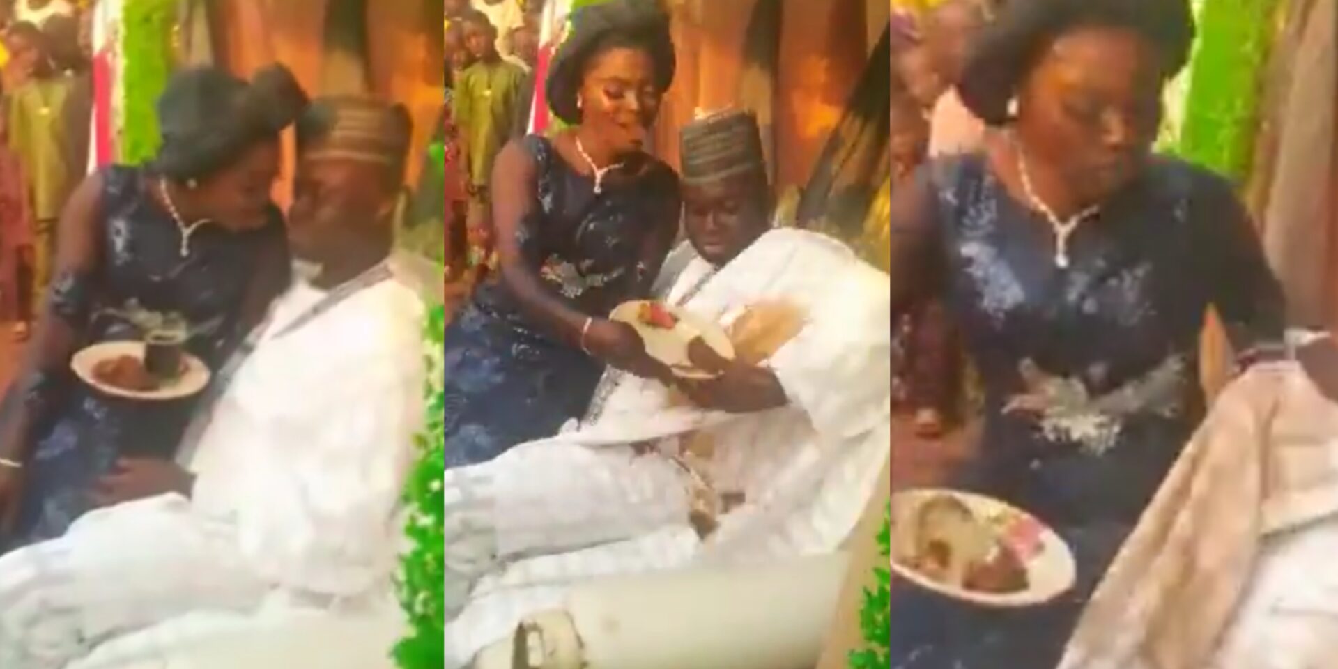 Bride accidentally spills soup on groom during wedding ceremony