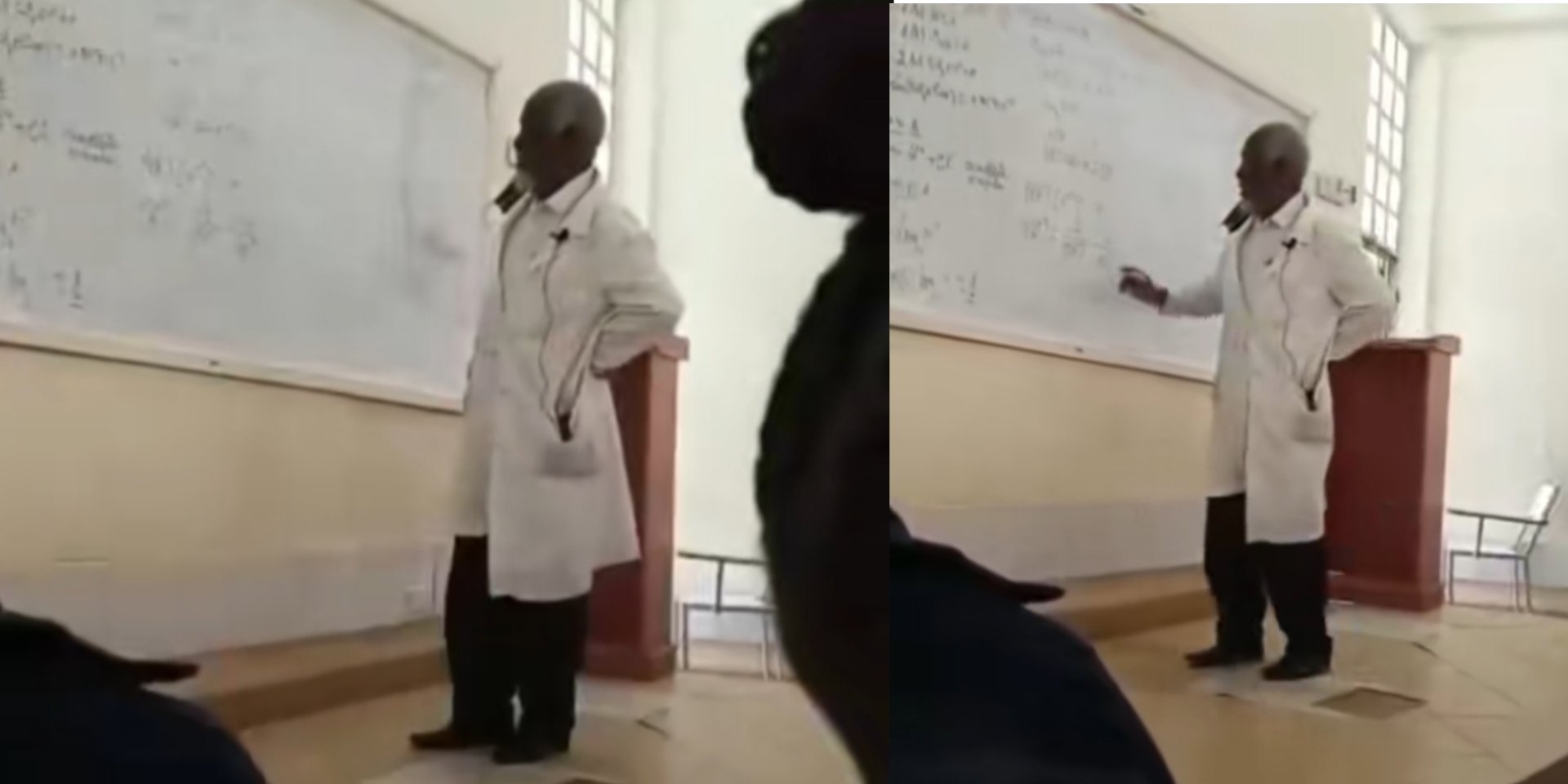 Students react to lecturer struggling with equation