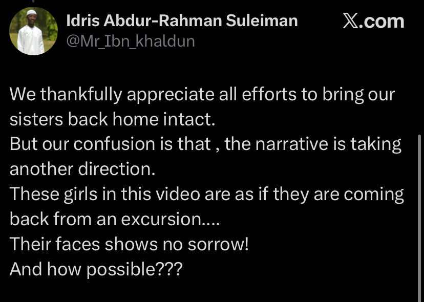 Kebbi schoolgirls after release