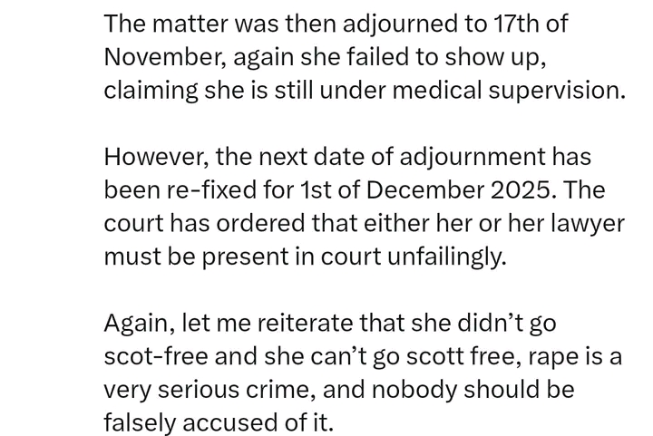 Further screenshot of tweet details on Rudeboy's defamation suit, showing court dates