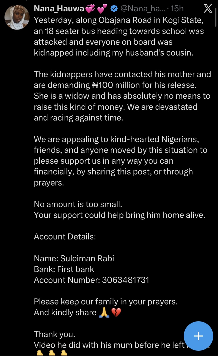Screenshot of social media reactions to the kidnapping incident