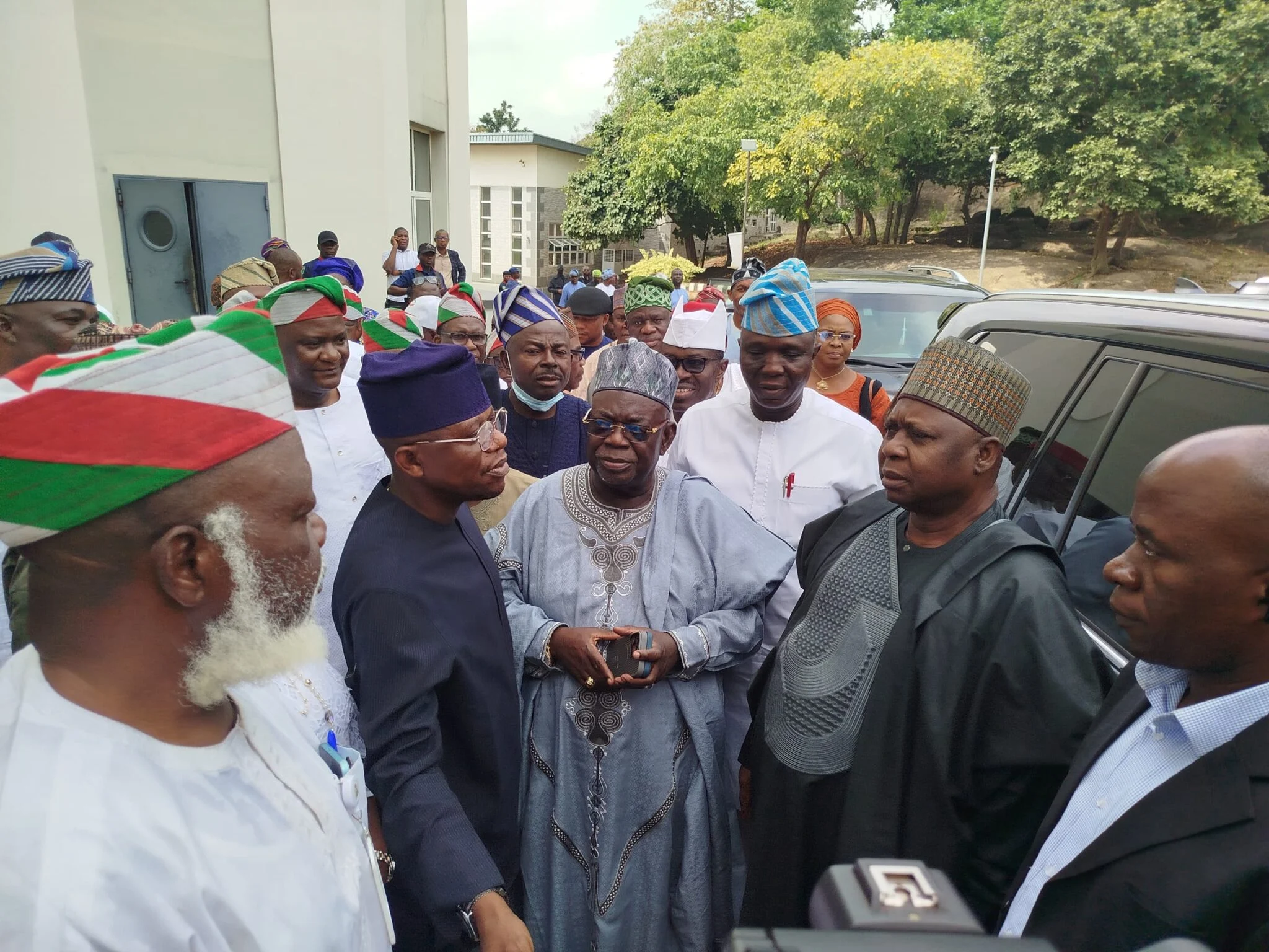 PDP Crisis: Chairman Turaki, Ex-Governors Meet Obasanjo in Abeokuta