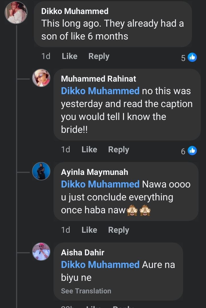 Social media comment section discussing Lieutenant Yamari's marriage