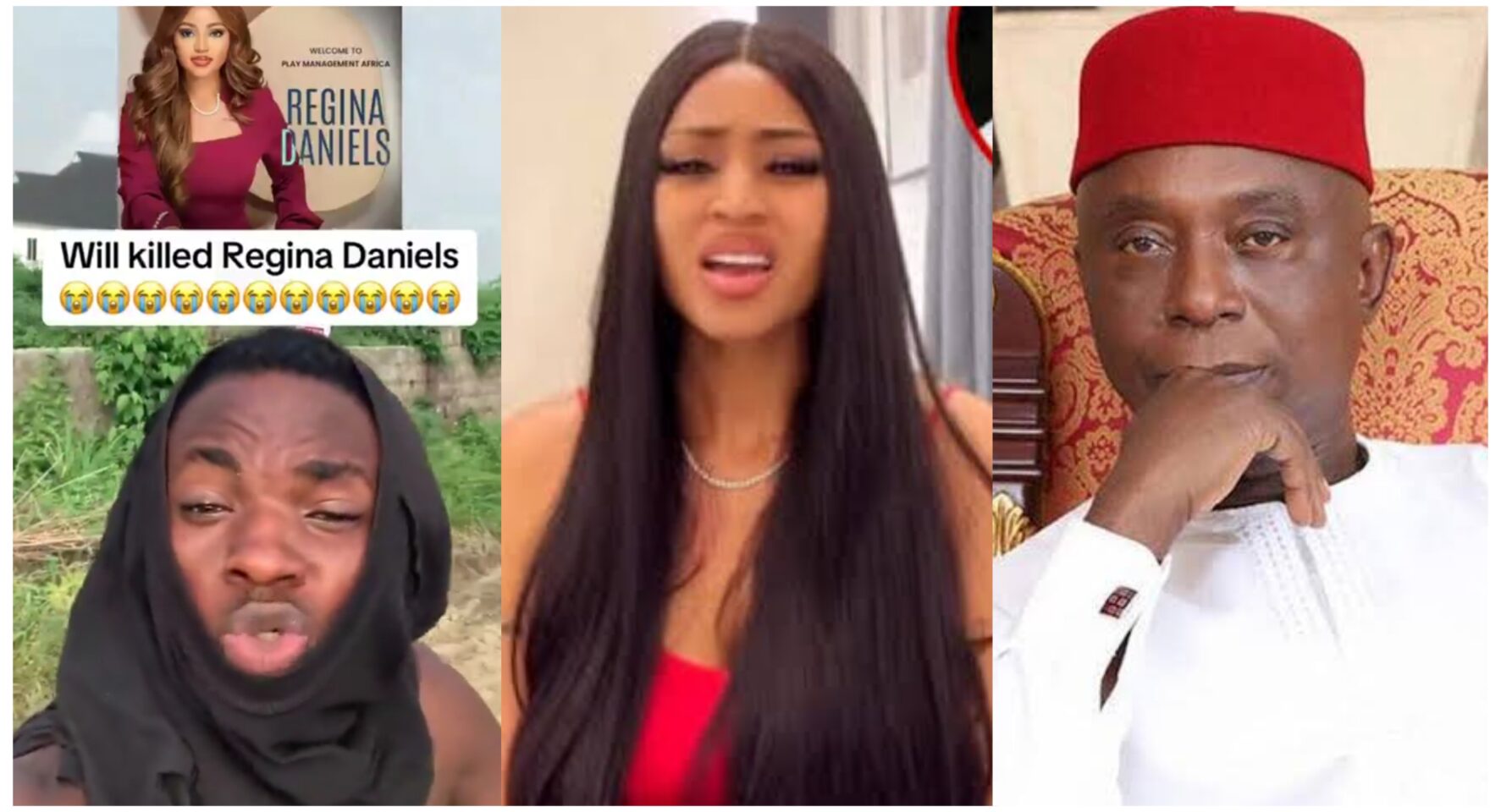 Ned Nwoko and Regina Daniels in a collage