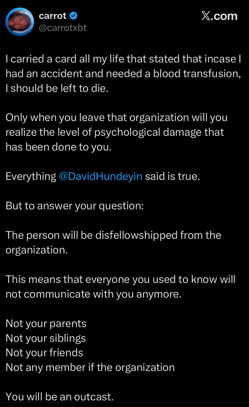 Social media discussion about Jehovah's Witness blood policy