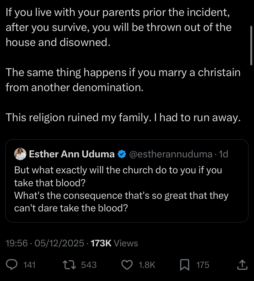 Further social media discussion on Jehovah's Witness policies.