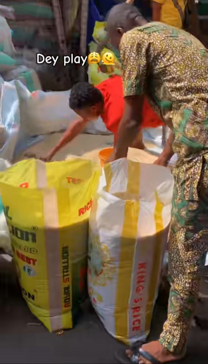 Lady exposing rice repackaging fraud in Nigeria