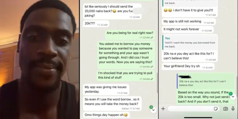 Viral Chat: Man's 'Talking Stage' Refuses N20K Loan Repayment, Broke-Shames Him