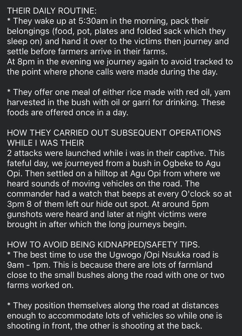 Second screenshot of Peter's Facebook post, describing the kidnappers and their operations.
