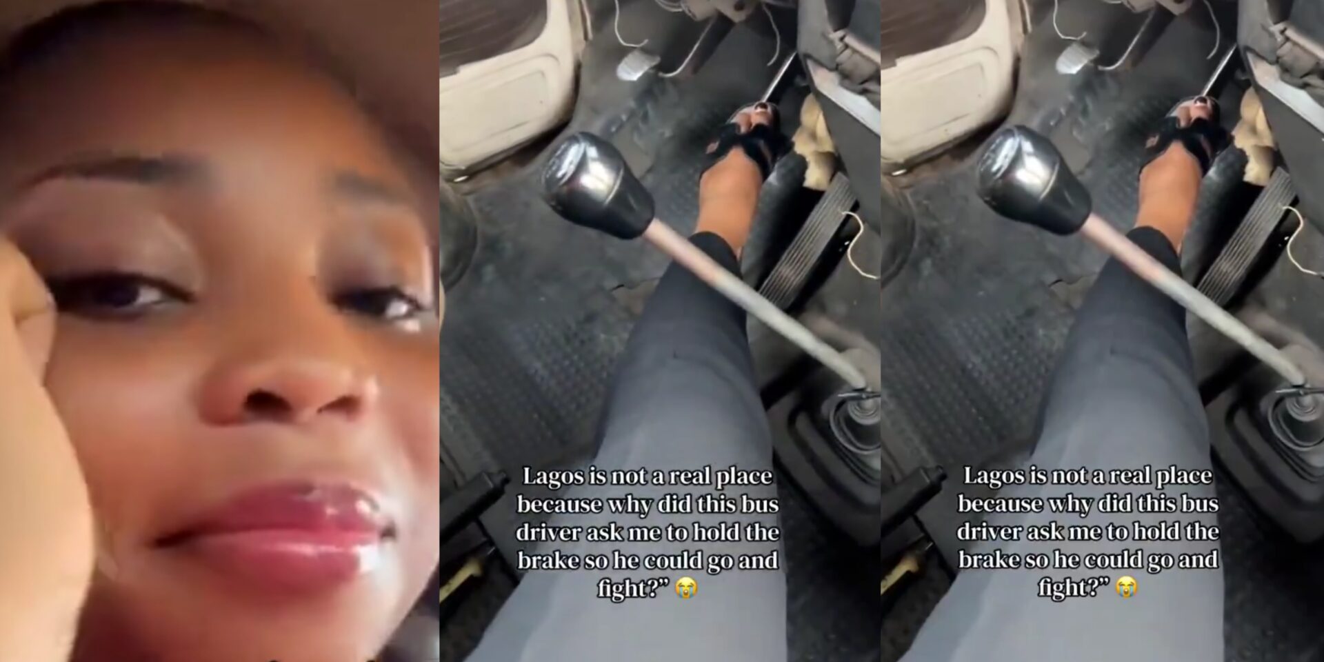 Viral Moment: Lady Holds Brake as Driver Rushes into Lagos Street Fight