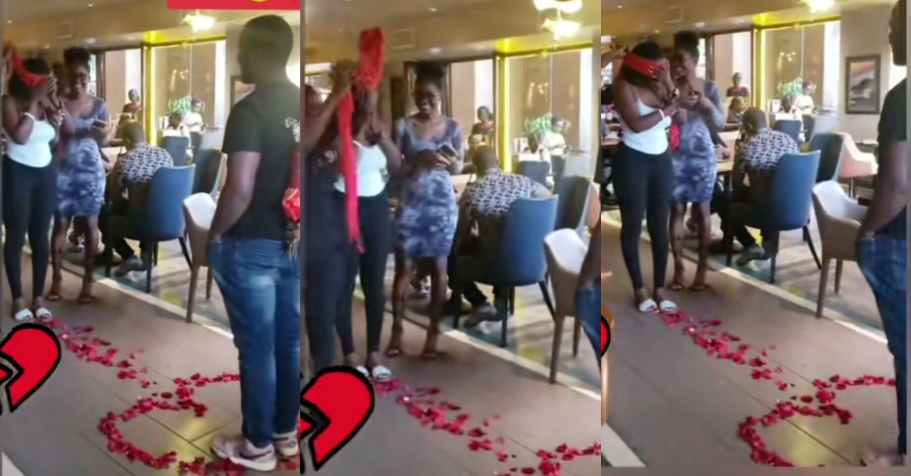 Woman rejects marriage proposal publicly as man's mother watches