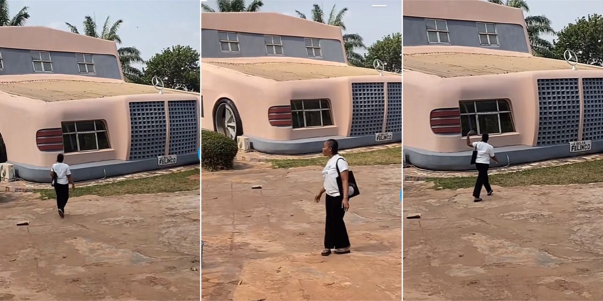 Nigerian Lady Showcases Gigantic Mercedes-Benz Shaped House
