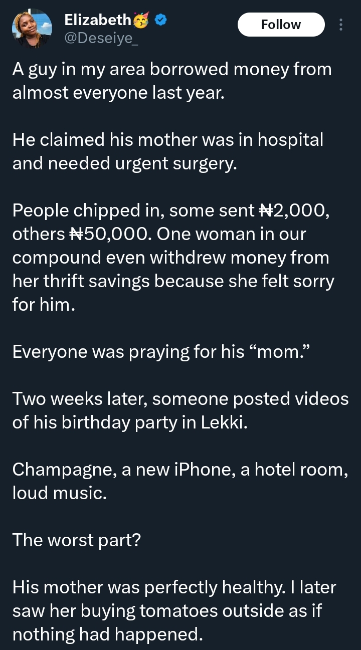 Screenshot showing the man’s birthday celebration in Lekki with champagne and a new iPhone