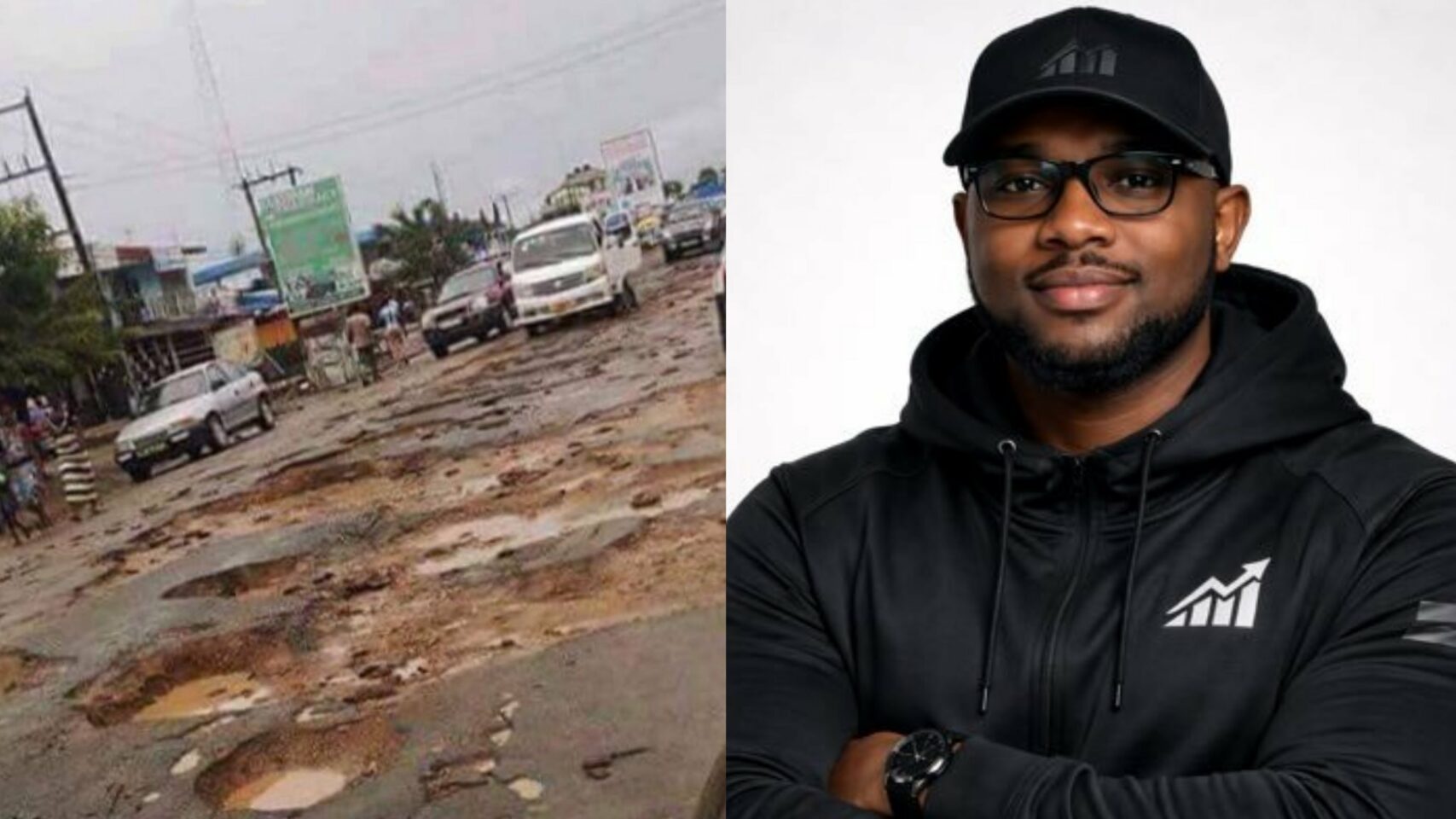 Screenshot showing pothole repair attempt in Lagos
