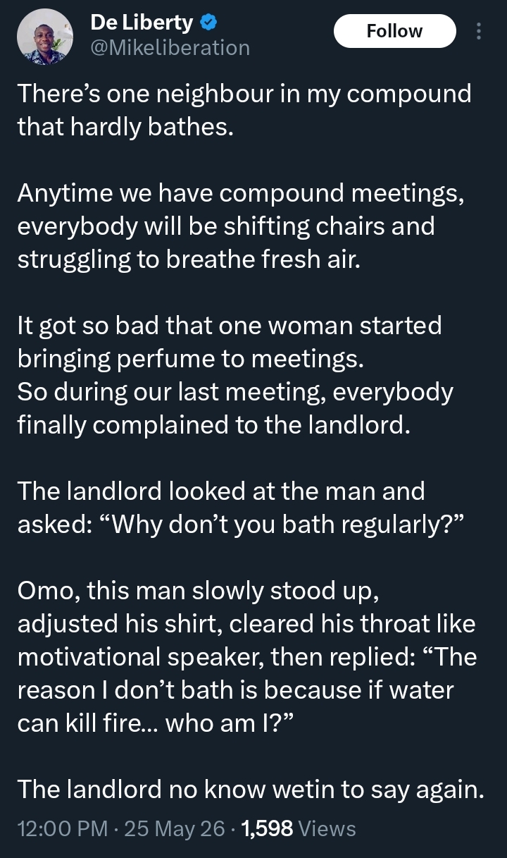 Screenshot showing the stunned reaction of neighbours and landlord to the man’s comment