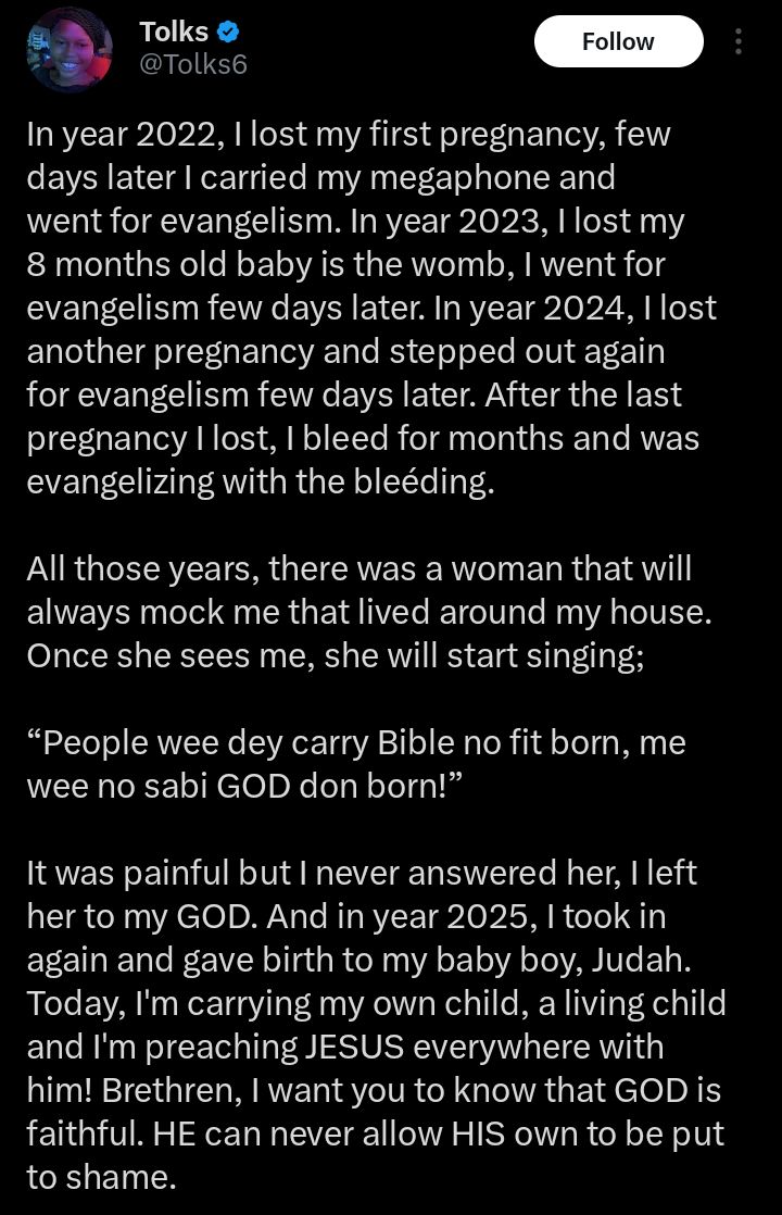 Screenshot of the woman's social media testimony