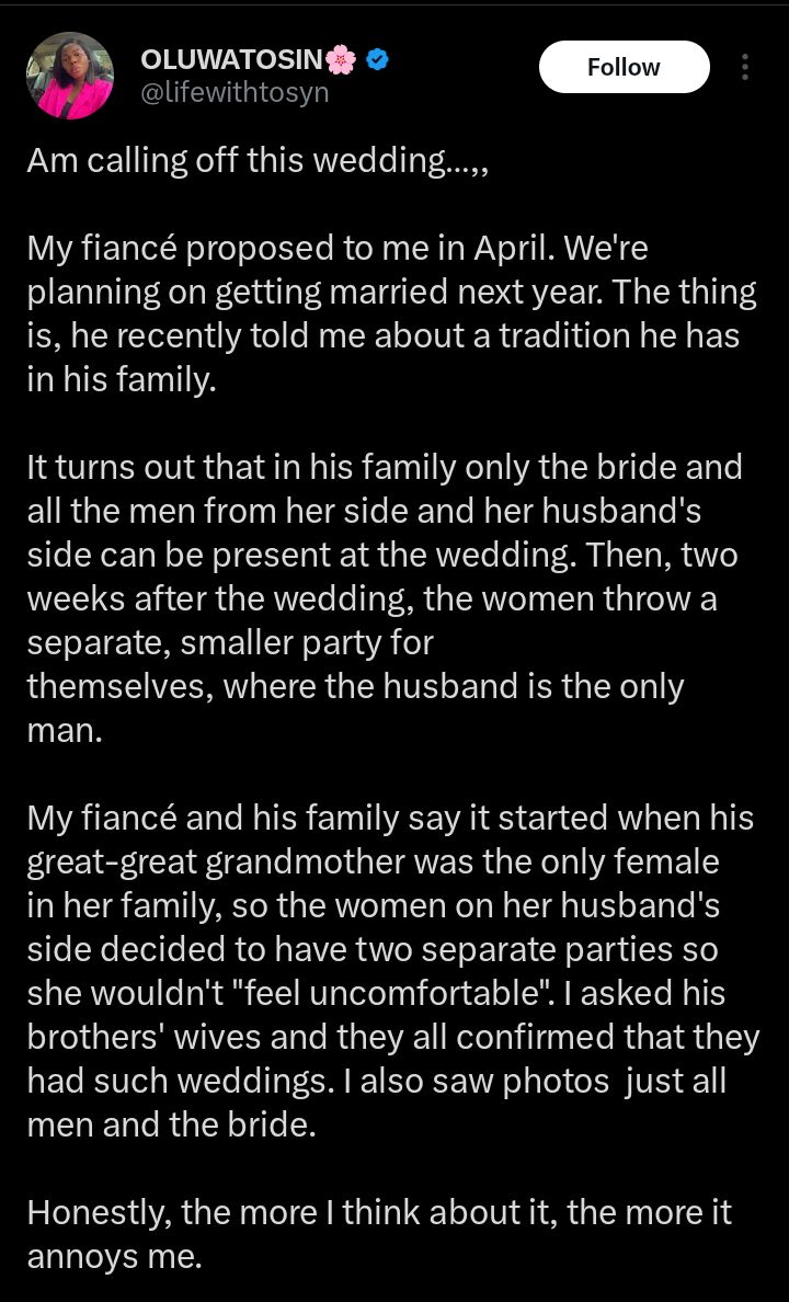 Screenshot showing online reactions to the wedding tradition story