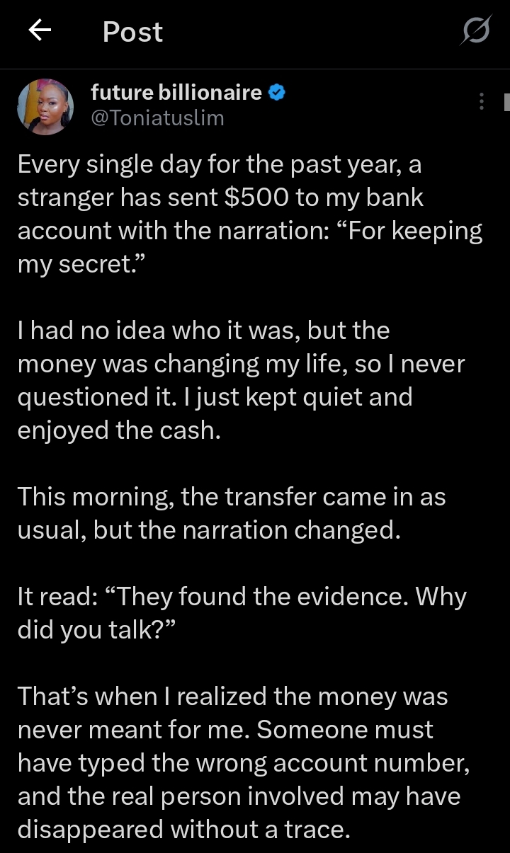 Screenshot showing the tweet thread with reactions to the mysterious $500 deposits