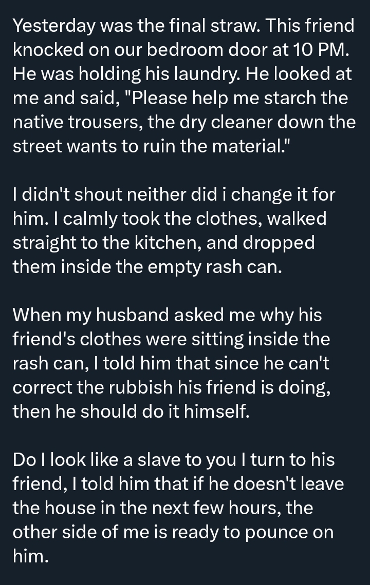 Screenshot of laundry request conversation