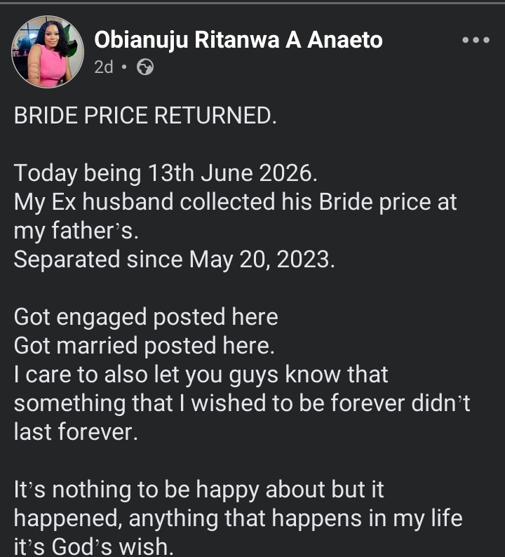 Screenshot of the Facebook post