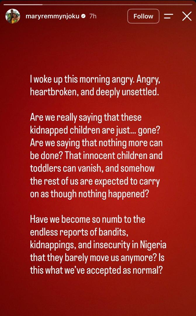 Mary Njoku speaking about insecurity in Nigeria