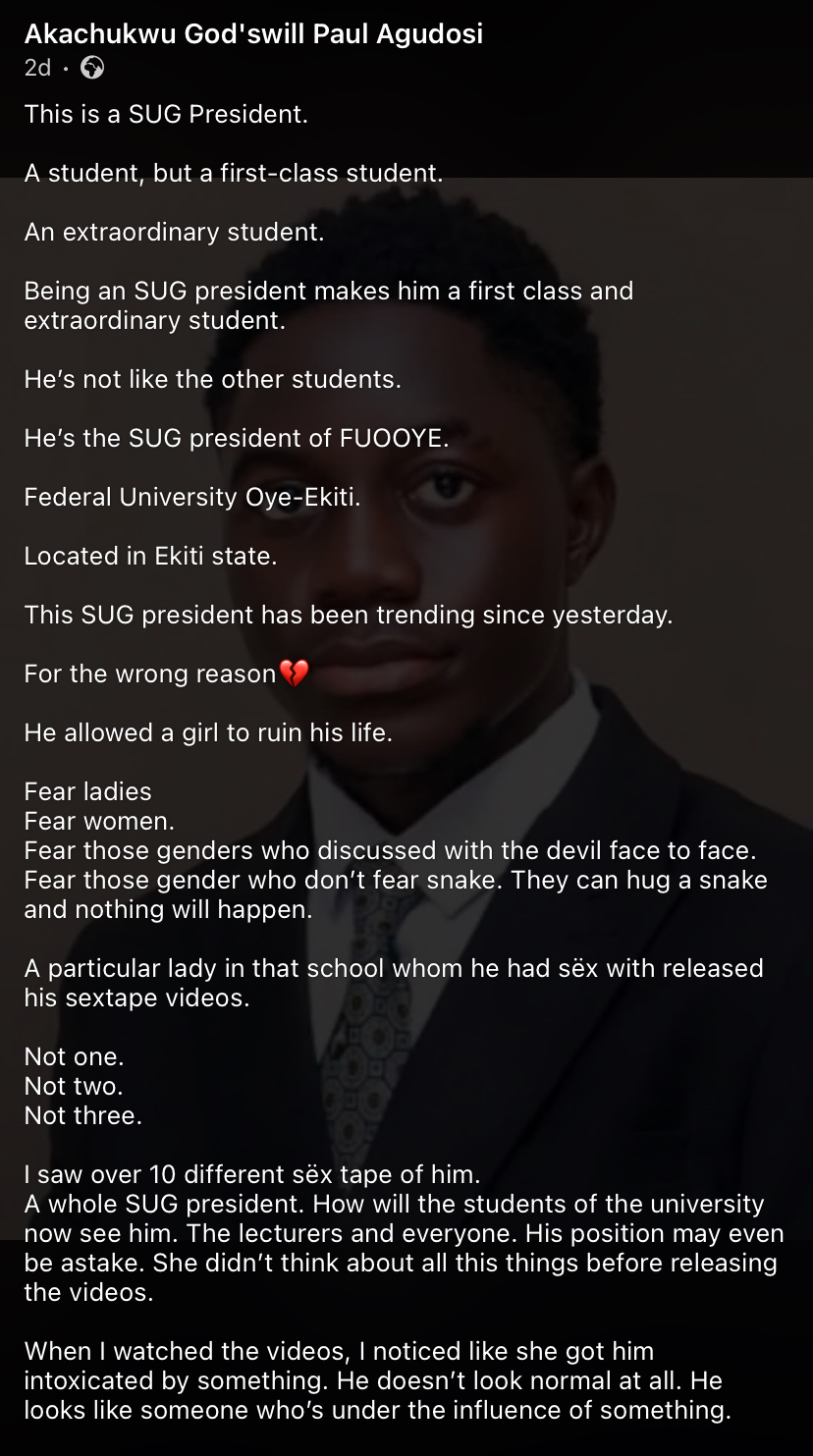 Screenshot of the alleged FUOYE SUG president video