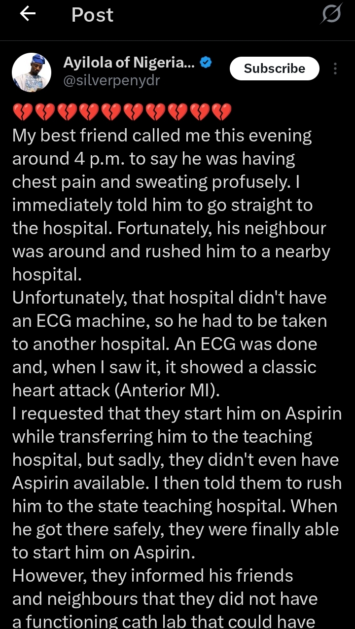 Screenshot of chat showing the friend's condition