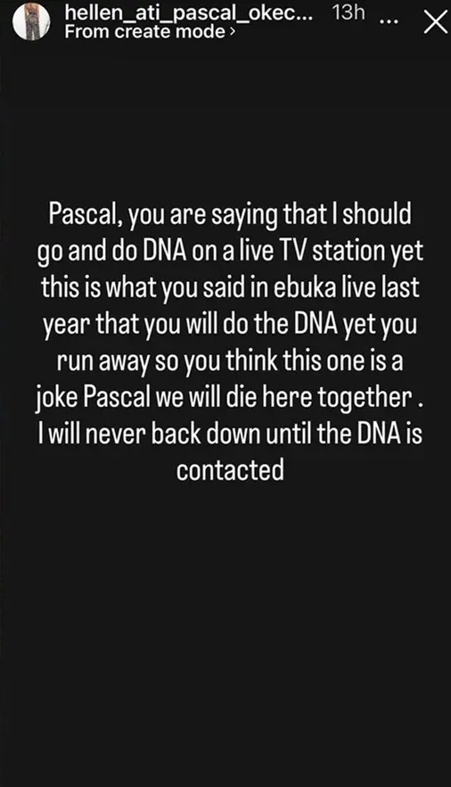 Hellen Ati speaking about DNA test on live TV
