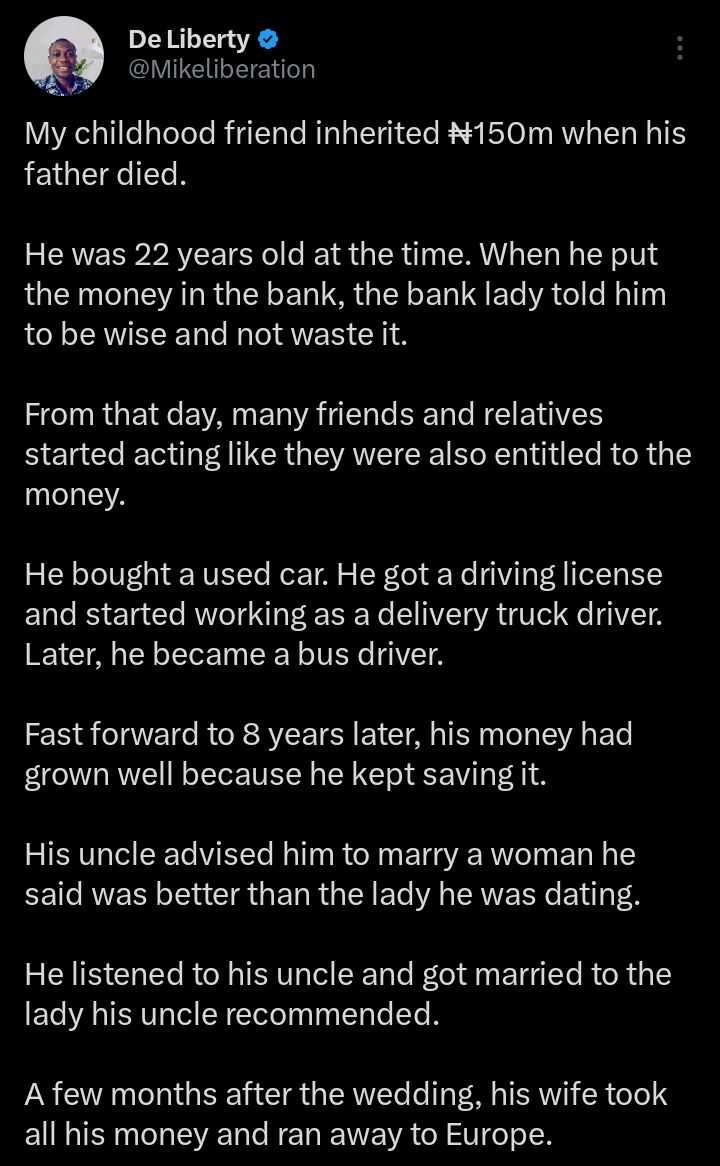 Screenshot of social media post discussing the betrayal