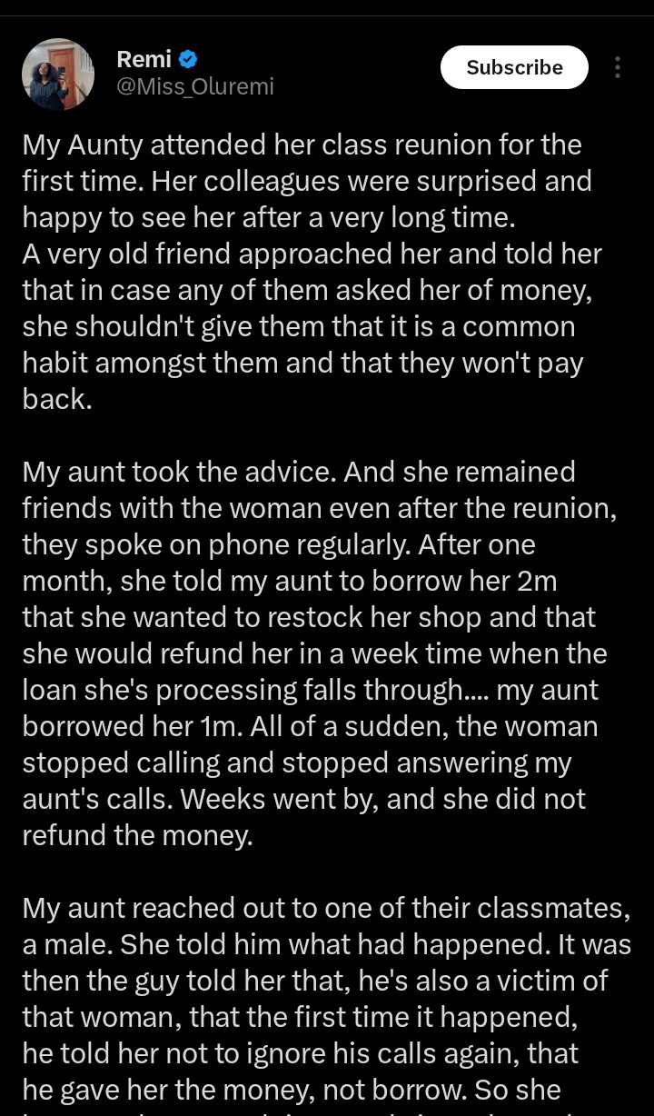 Aunt Loses ₦1 Million in School Reunion Loan Scam After Trusting Former Classmate