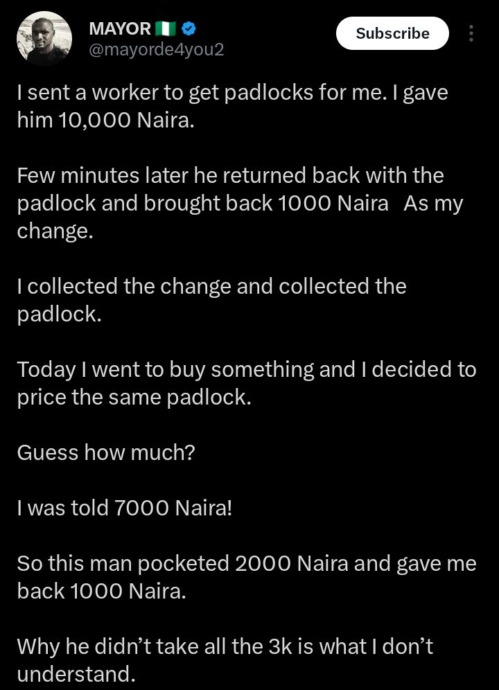 Screenshot showing padlock price check