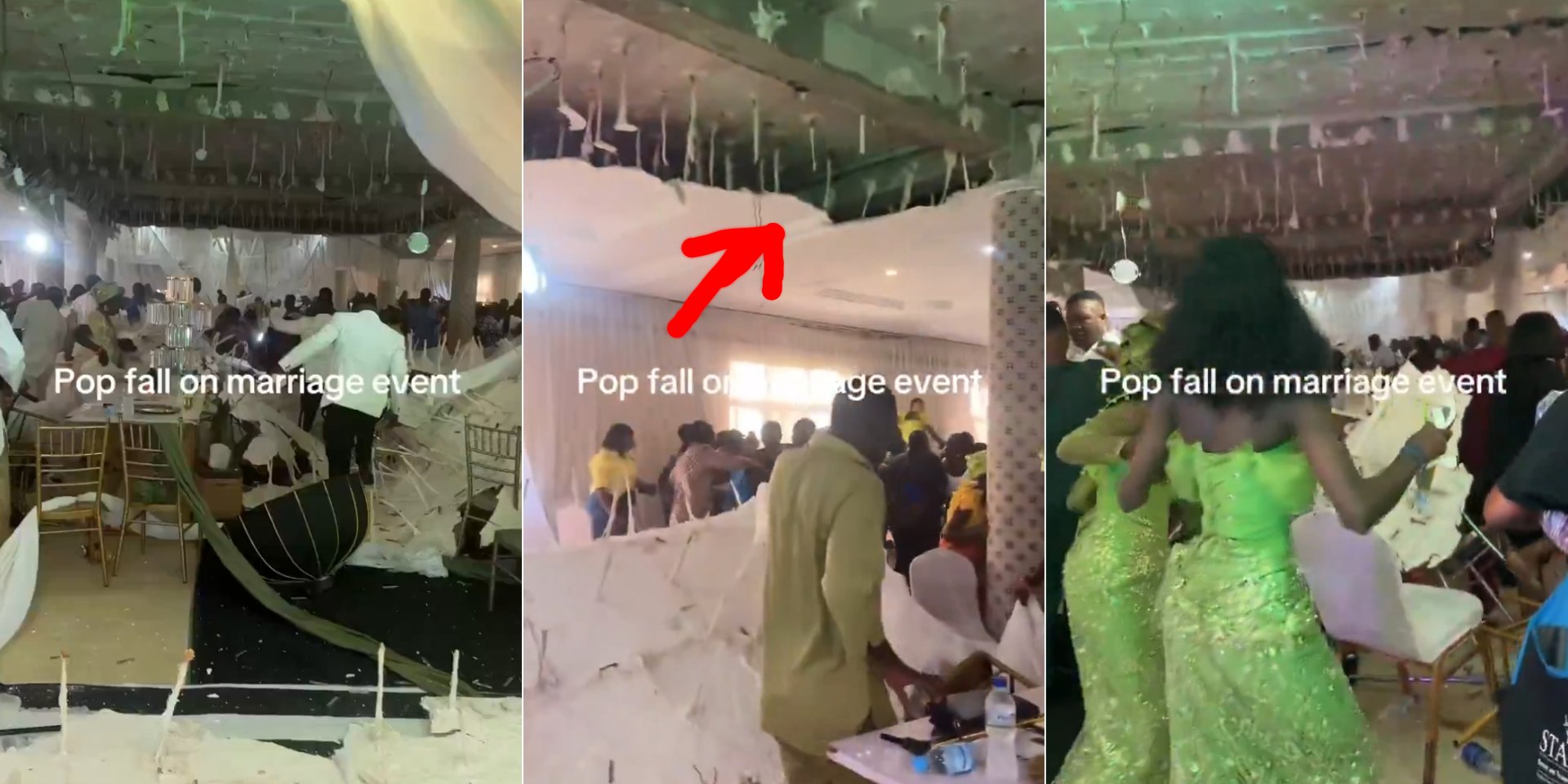 POP Ceiling Collapse Ruins Wedding Reception in Warri, Delta State