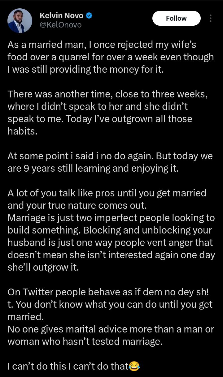 Screenshot of social media reaction to marriage reflection