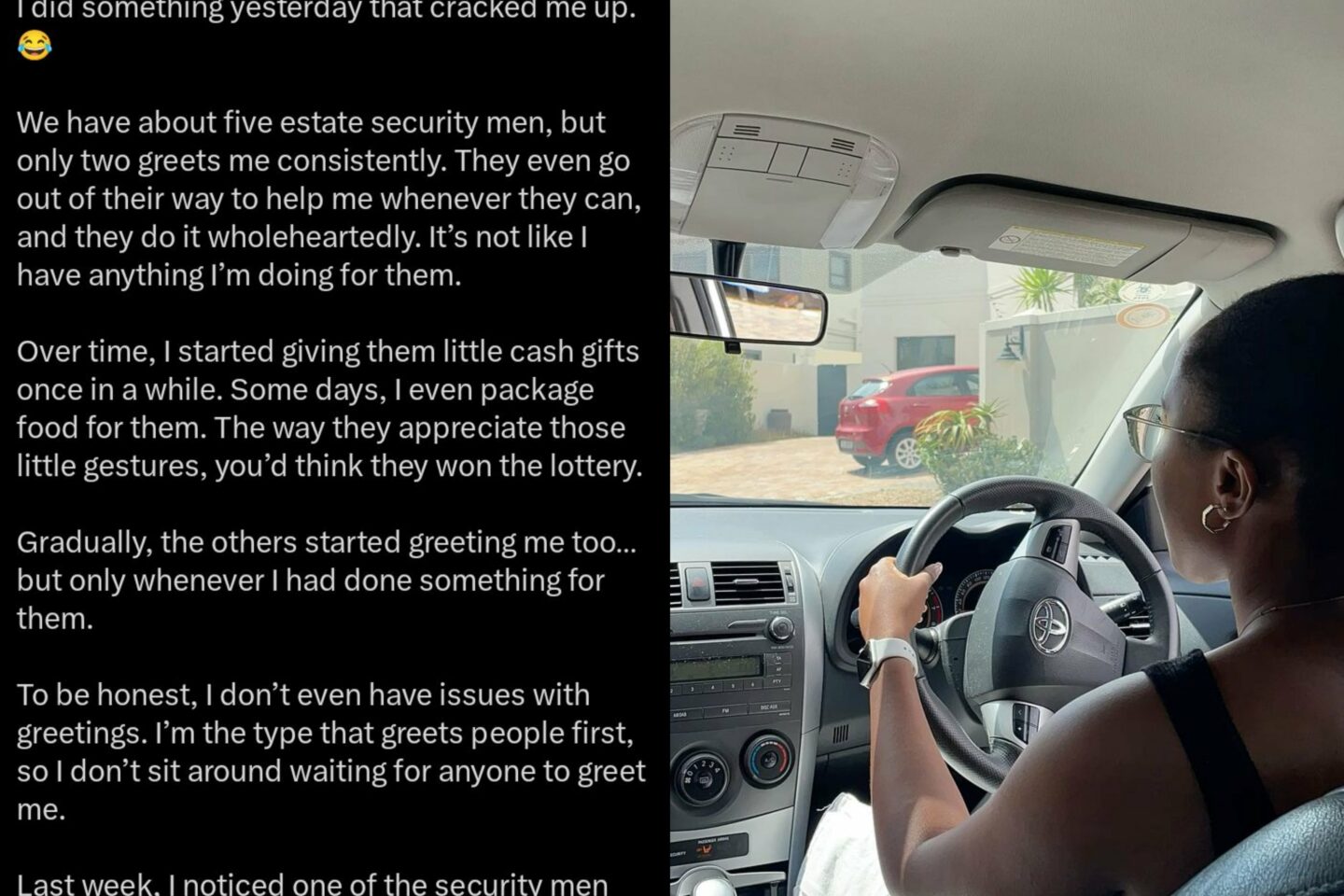Lady Reveals How Estate Guards’ Attitude Changed After Giving a Colleague ₦10,000