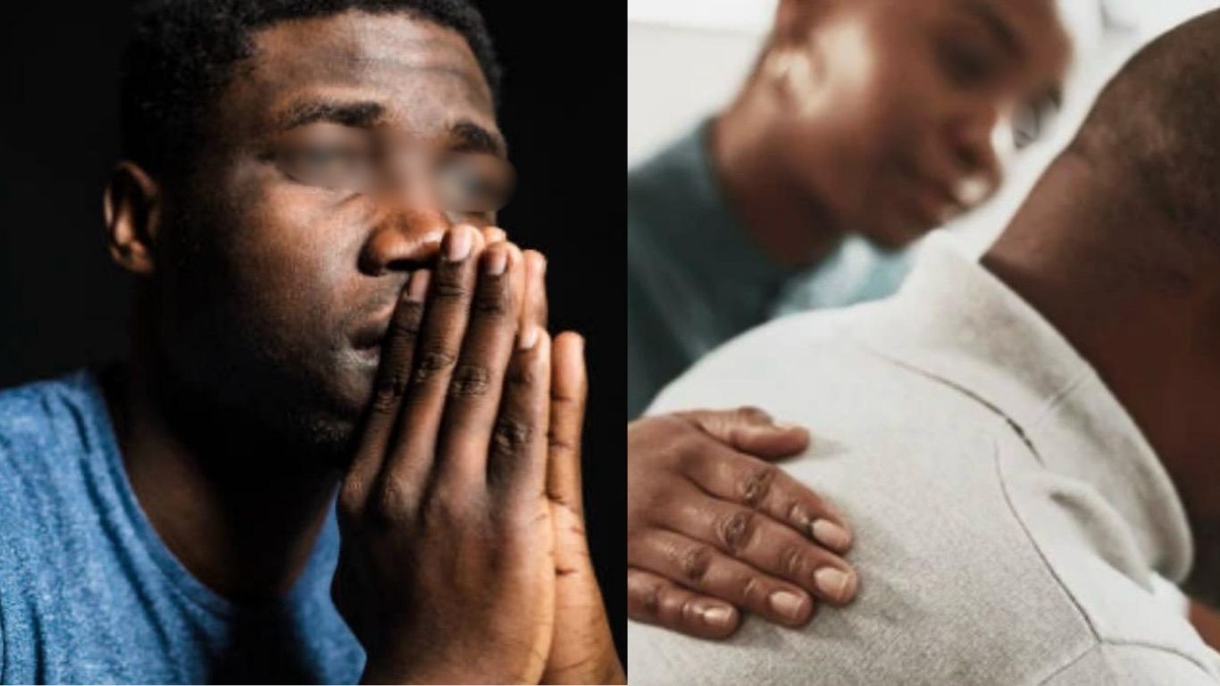 Man discussing property dispute with siblings