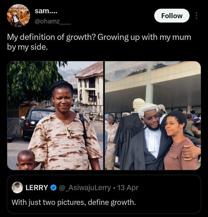 Screenshot showing the two side‑by‑side photos of the man and his mother