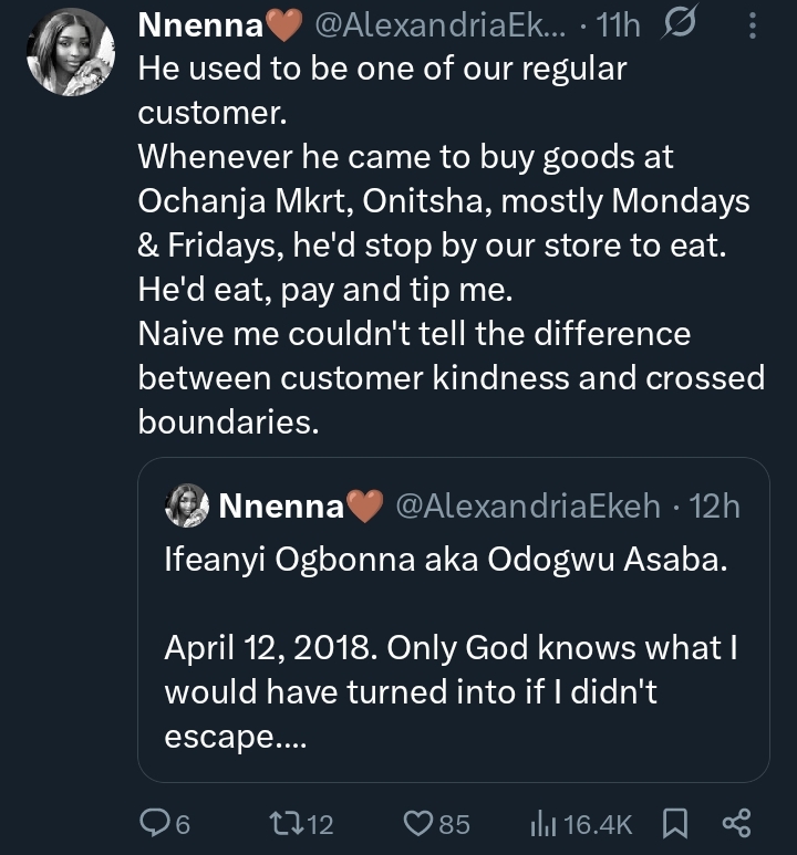 Screenshot of Nnenna's angry response to supporters of Odogwu Asaba