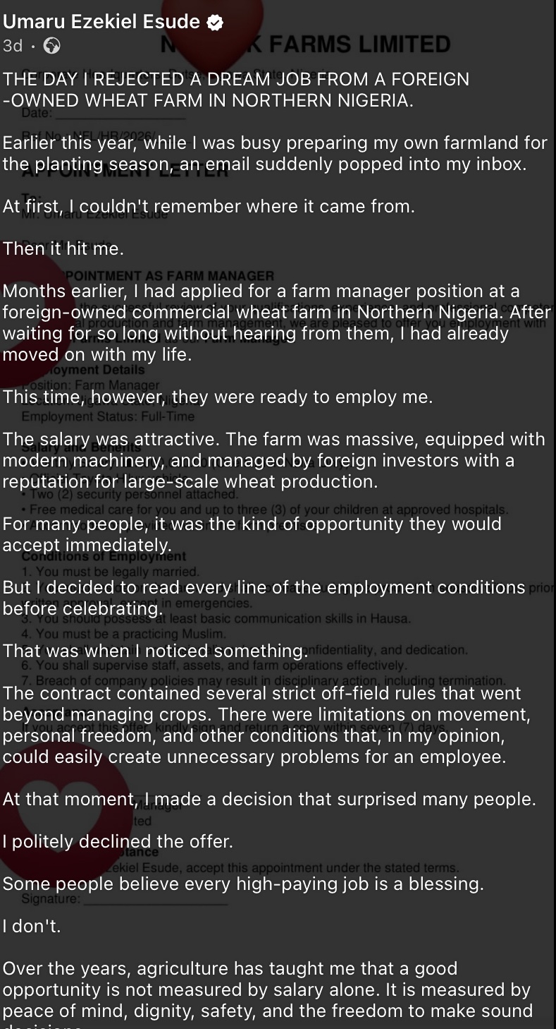 “The pay was good, but...” - Man rejects ₦1 million monthly job with official Hilux , 2 security personnel