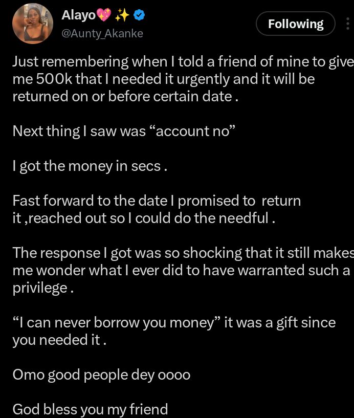 Screenshot of social media post